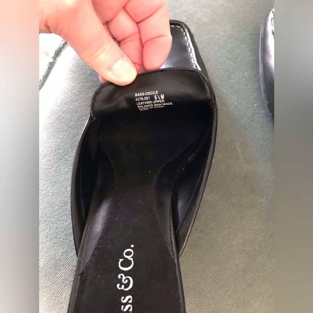 Bass & Co Cecile Loafer Block Heel Slide Loafers Black Leather 6.5 EUC - Picture 6 of 6